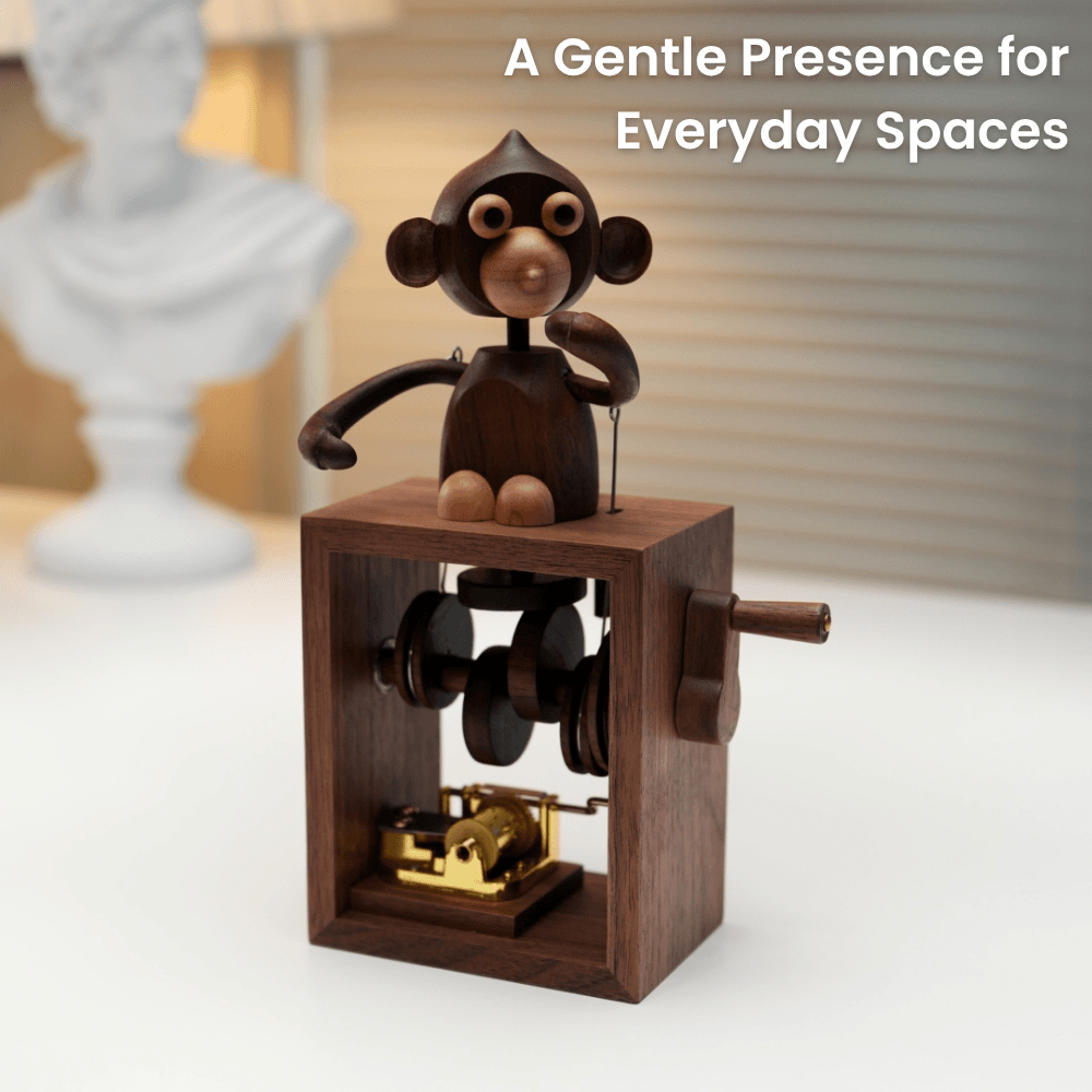 MarinerPoet™ Handcrafted Wooden Monkey Music Box Automaton