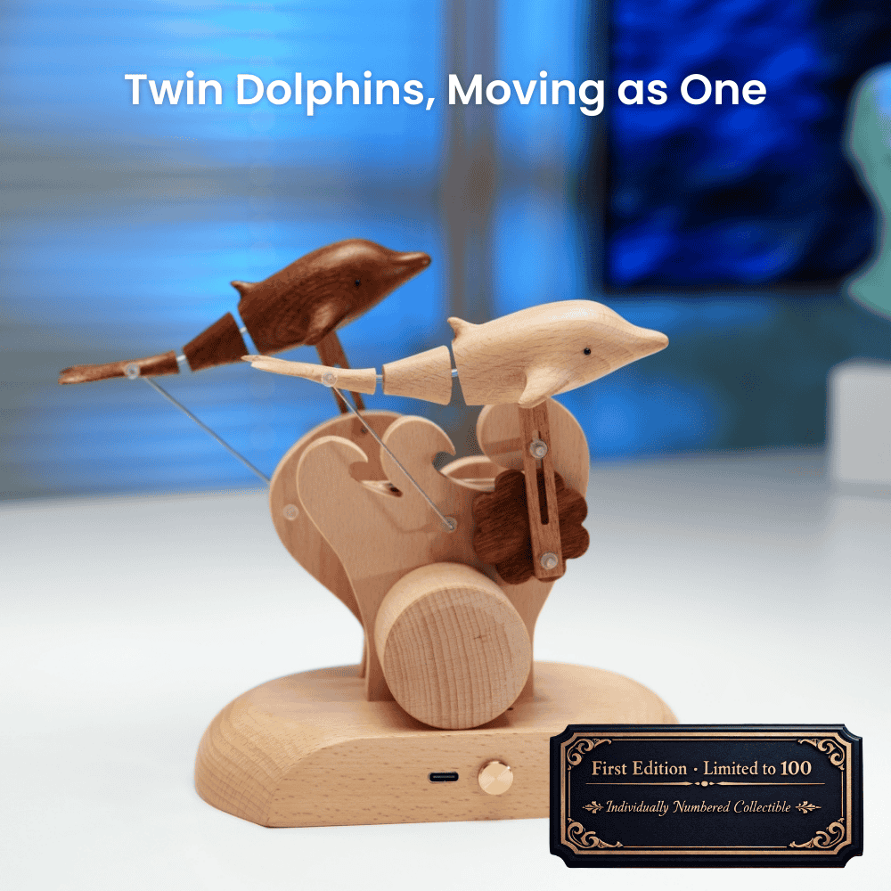 MarinerPoet™ Handcrafted Wooden Dolphin Automaton