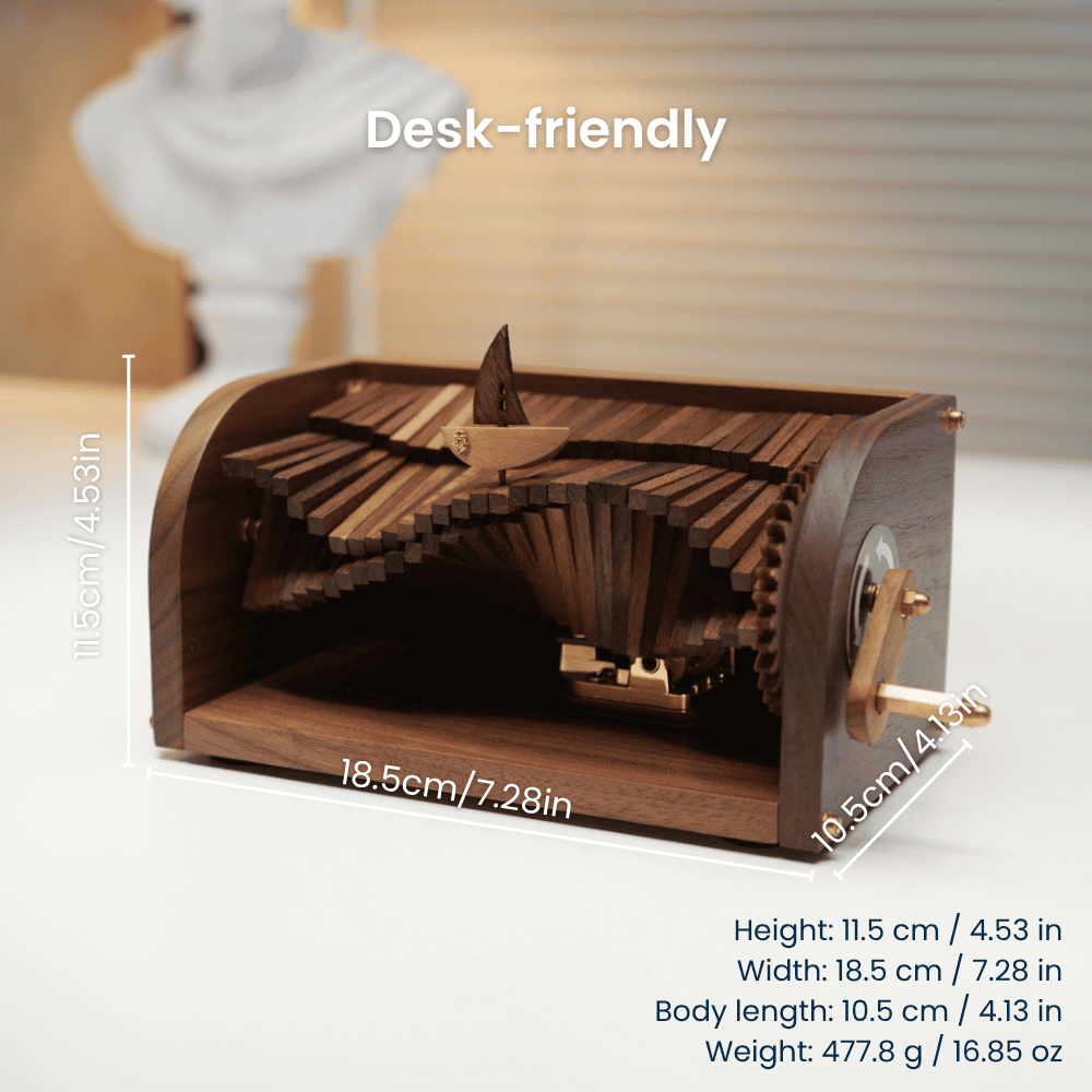 MarinerPoet™ Handcrafted Wooden “Song of the Waves” Music Box Automaton