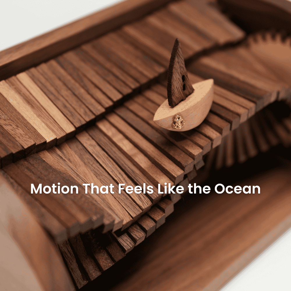 MarinerPoet™ Handcrafted Wooden “Song of the Waves” Music Box Automaton