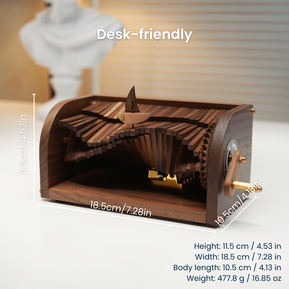 MarinerPoet™ Handcrafted Wooden “Song of the Waves” Music Box Automaton