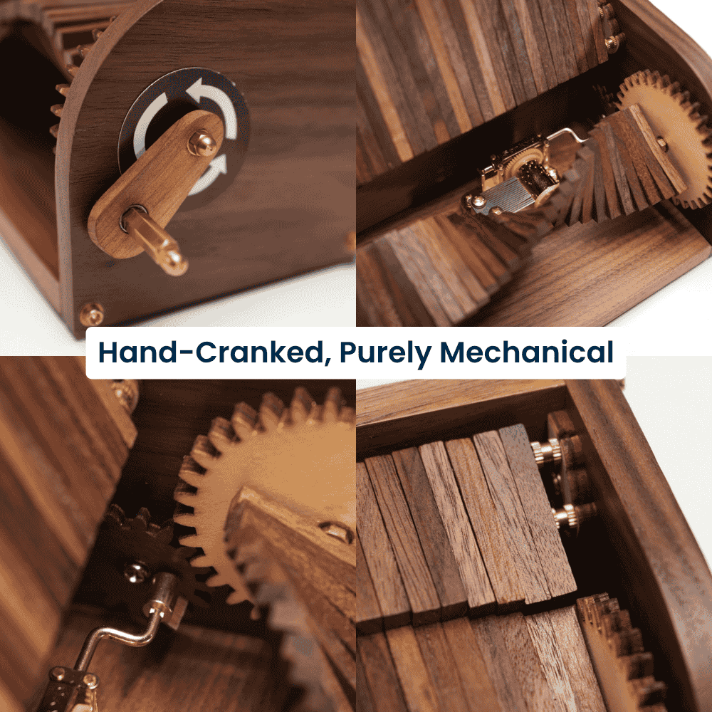 MarinerPoet™ Handcrafted Wooden “Song of the Waves” Music Box Automaton