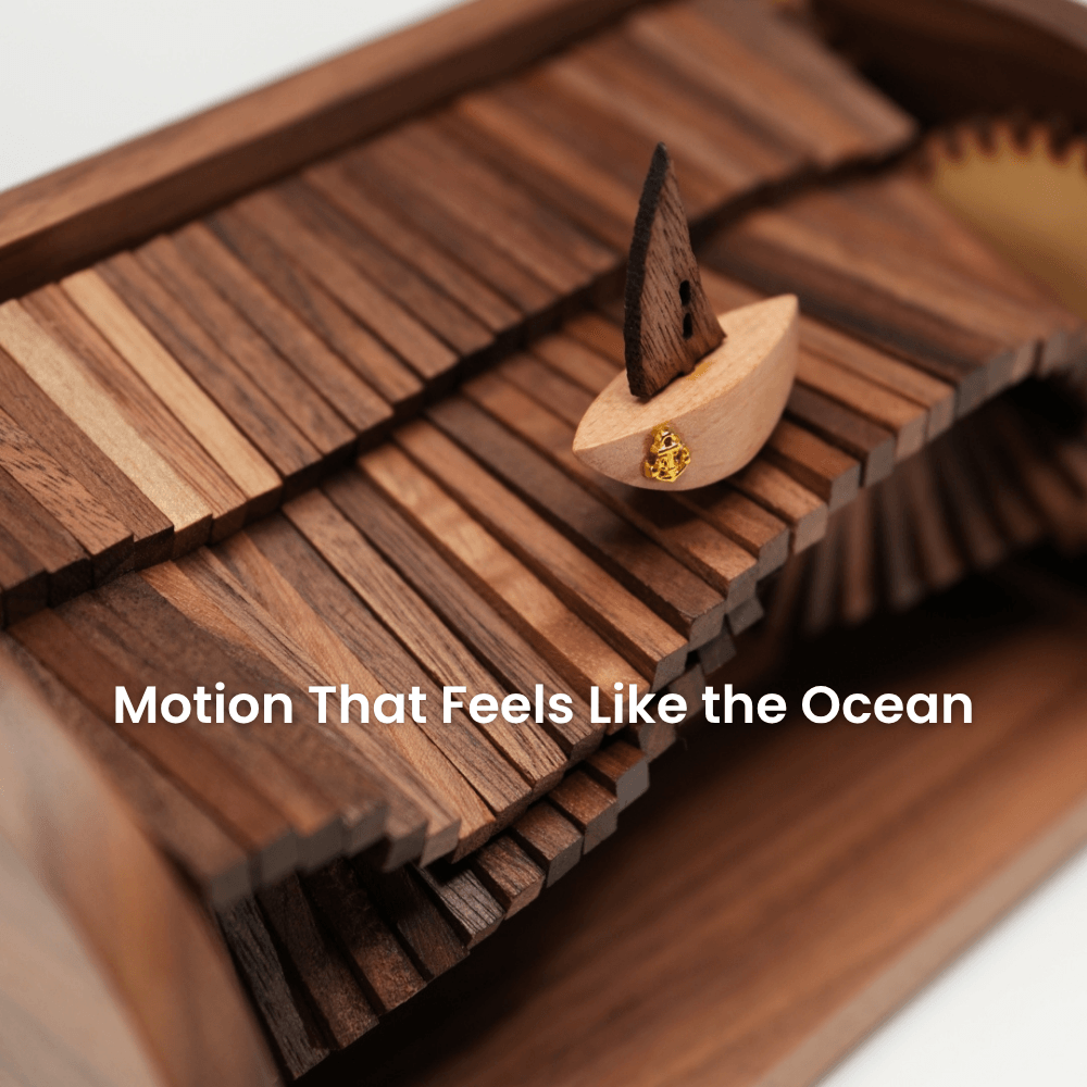 MarinerPoet™ Handcrafted Wooden “Song of the Waves” Music Box Automaton