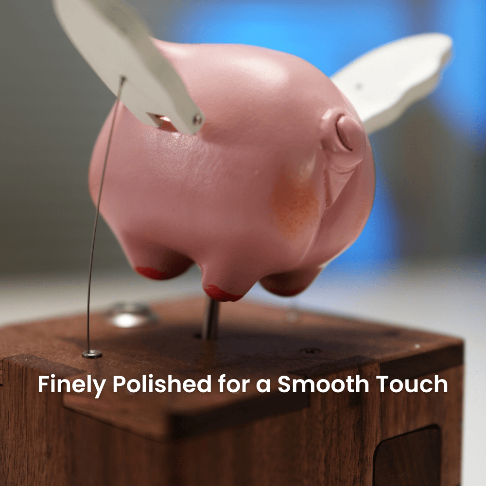 MarinerPoet™ Autómata de cerdo ángel de madera hecho a mano