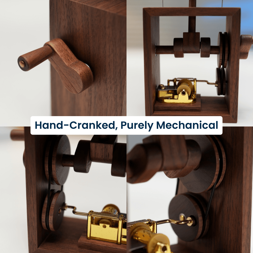MarinerPoet™ Handcrafted Wooden Angel Pig Music Box Automaton