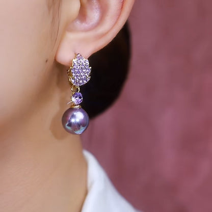 Lavender Sparkle Pearl Earrings