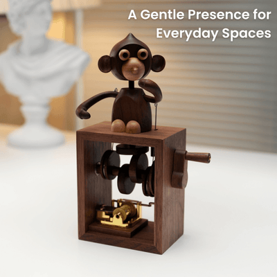 MarinerPoet™ Handcrafted Wooden Monkey Music Box Automaton