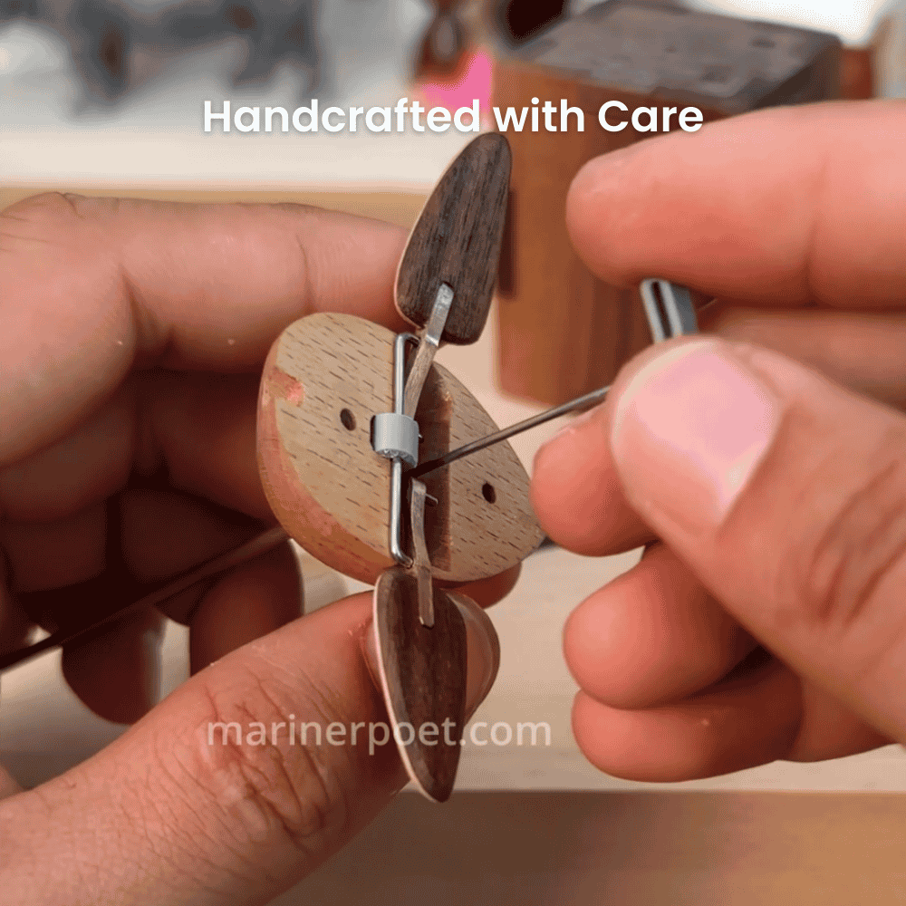 MarinerPoet™ Handcrafted Walnut Bird Automaton