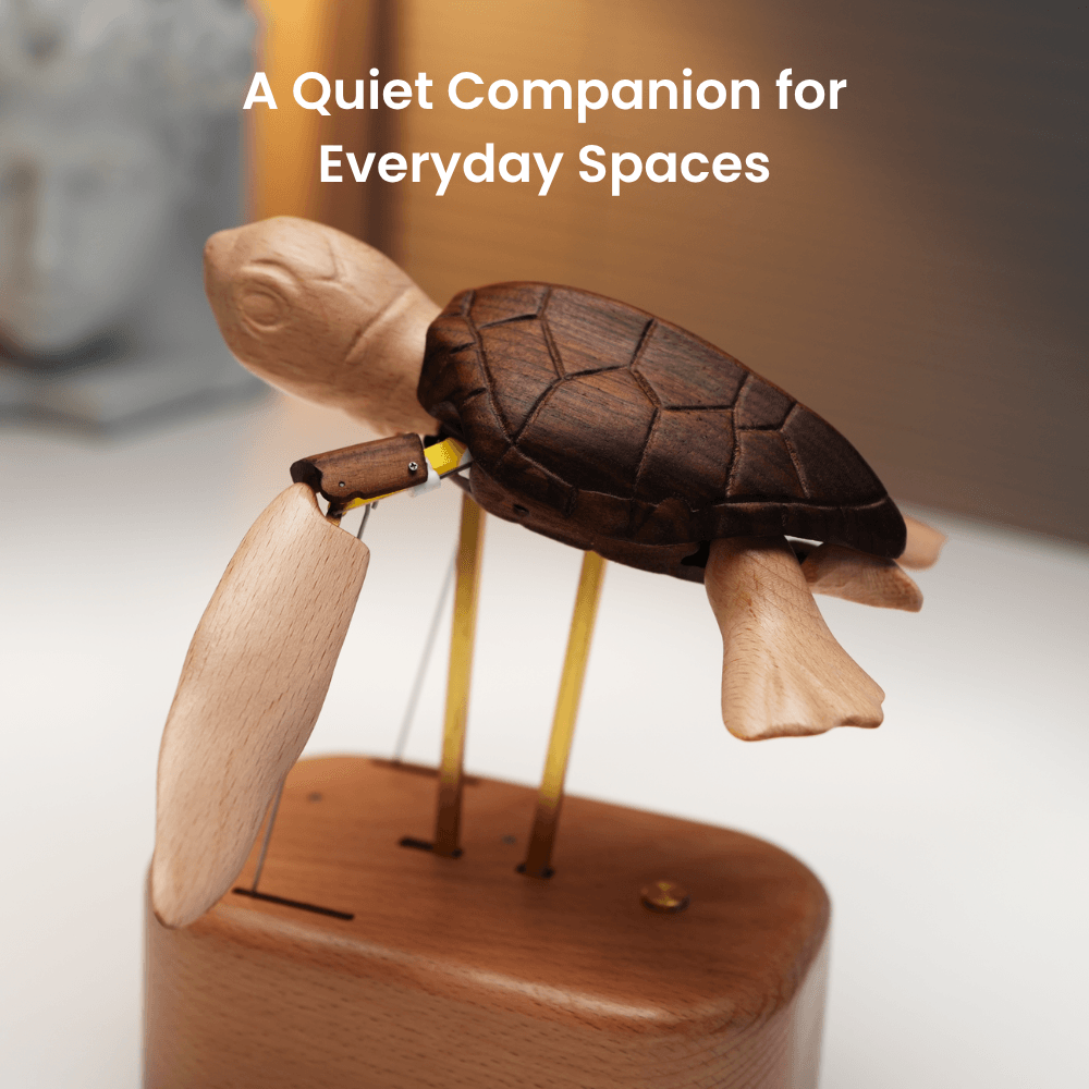 MarinerPoet™ Handcrafted Wooden Sea Turtle Automaton