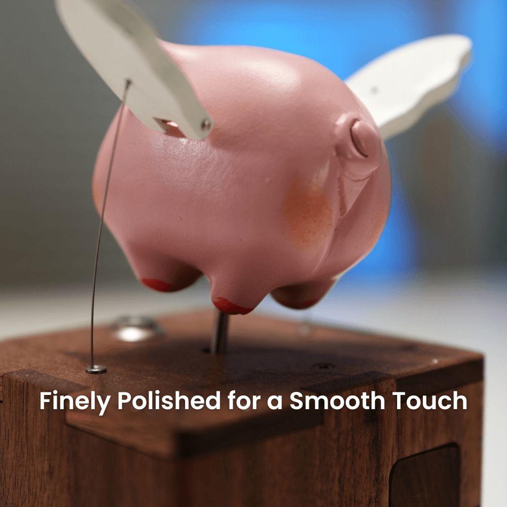 MarinerPoet™ Handcrafted Wooden Angel Pig Automaton