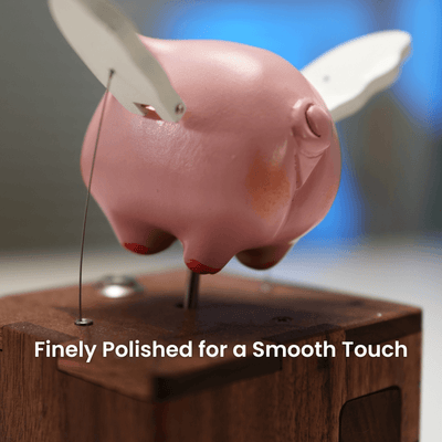 MarinerPoet™ Handcrafted Wooden Angel Pig Automaton