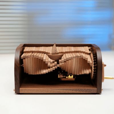 MarinerPoet™ Handcrafted Wooden “Song of the Waves” Music Box Automaton