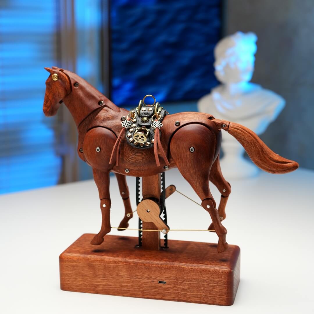 MarinerPoet Handcrafted Wooden Horse Automaton
