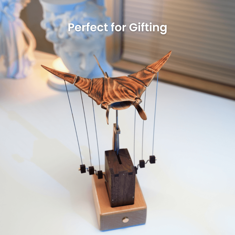 MarinerPoet™ Handcrafted Wooden Manta Ray Automaton