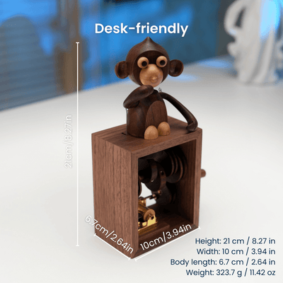MarinerPoet™ Handcrafted Wooden Monkey Music Box Automaton