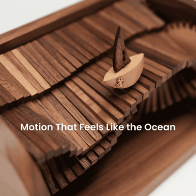 MarinerPoet™ Handcrafted Wooden “Song of the Waves” Music Box Automaton