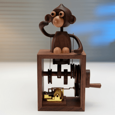 MarinerPoet™ Handcrafted Wooden Monkey Music Box Automaton