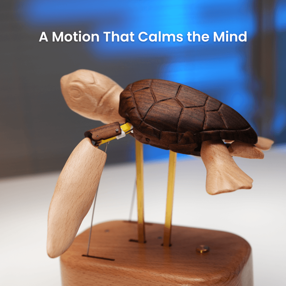 MarinerPoet™ Handcrafted Wooden Sea Turtle Automaton