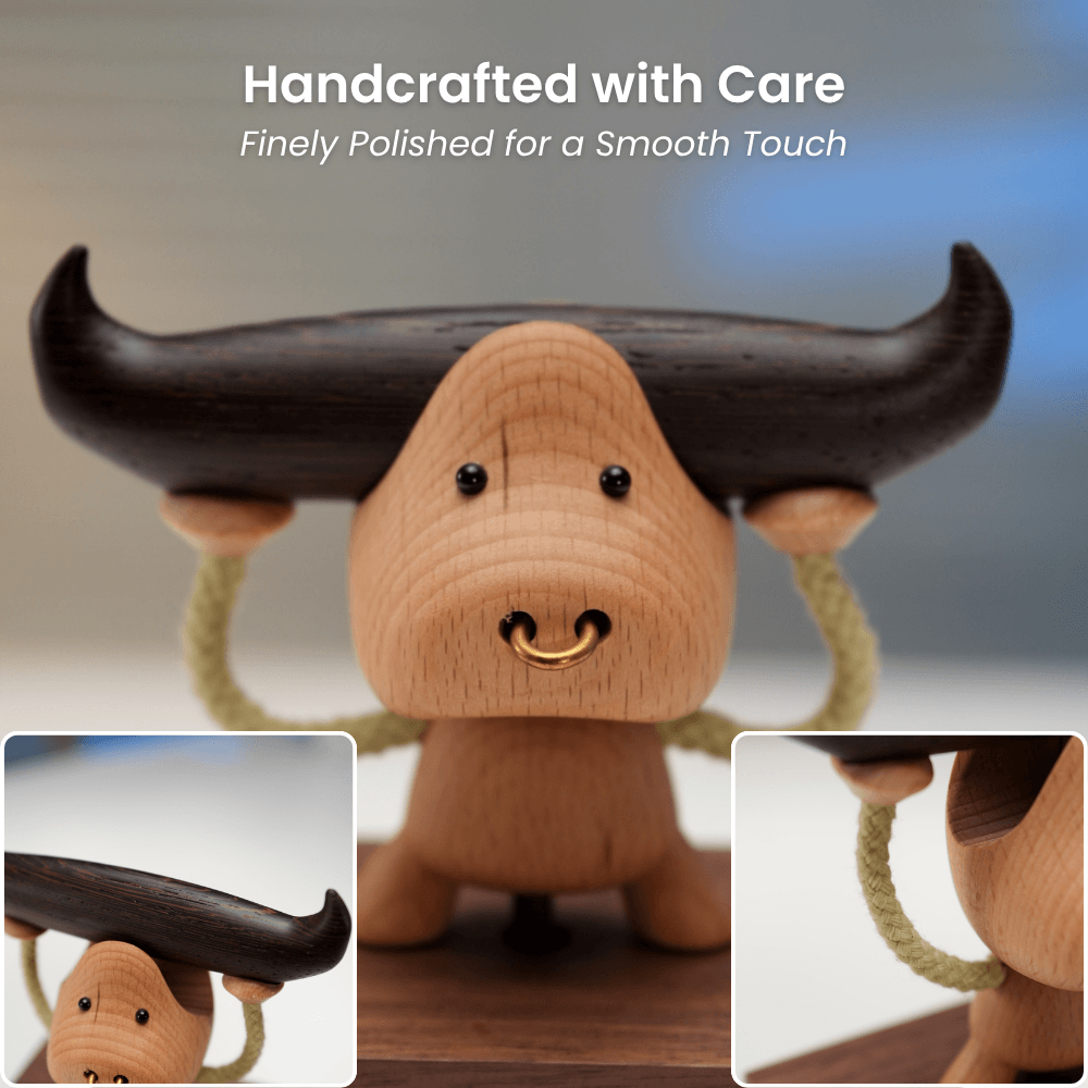 MarinerPoet™ Handcrafted Wooden Bull Music Box Automaton