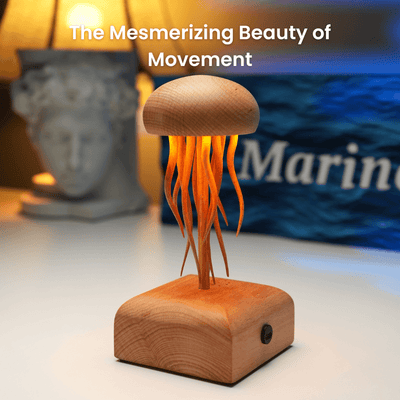MarinerPoet Handcrafted Wooden Jellyfish Automaton – Night Light & Bluetooth Speaker