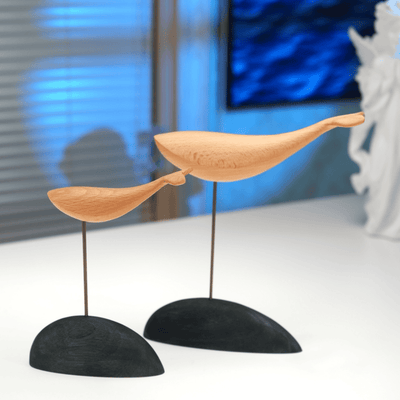 MarinerPoet™ Handcrafted Wooden Whale Sculpture