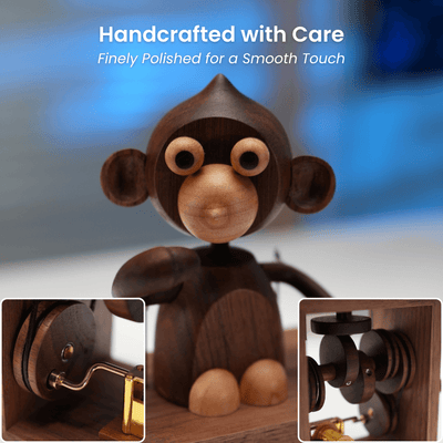 MarinerPoet™ Handcrafted Wooden Monkey Music Box Automaton