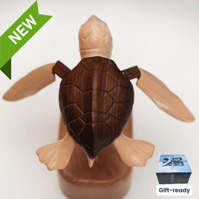 MarinerPoet™ Handcrafted Wooden Sea Turtle Automaton