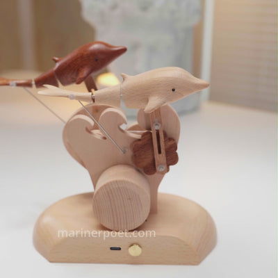 MarinerPoet™ Handcrafted Wooden Dolphin Automaton